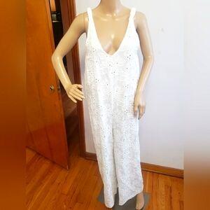 NWT ZARA White Eyelet Embroidered The Grace Jumpsuit~ Size XS